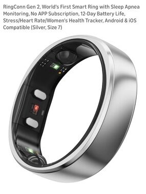 RingConn Gen 2 Smart Ring – Silver, Size 7